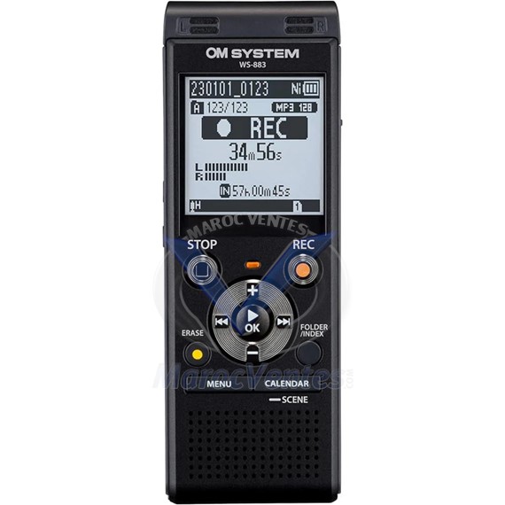 ENREGISTREUR VOCAL DICTAPHONE EN STÉRÉO DE QUALITÉ EXCEPTIONNELLE NOIR WS-883