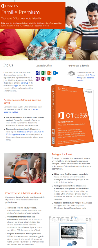 Acheter Microsoft Office 365 Famille Premium 32/64 Bits - Licence d'abonnement ( 1 an ) - jusquÃ  5 PC et Mac Maroc
