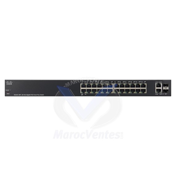 Switch 24 x 10/100/1000 (PoE) + 2 x SFP Gigabit combiné Géré SG220-26P-K9-EU