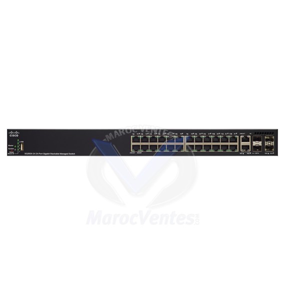 Switch Gigabit 24 ports 10/100/1000 avec 4 x 10 Gigabit Ethernet (2 x 10GBase-T/SFP+ combo + 2 x SFP+) SG350X-24-K9-EU